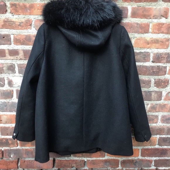 Zara black  faux fur trim hooded jacket - Picture 3 of 4